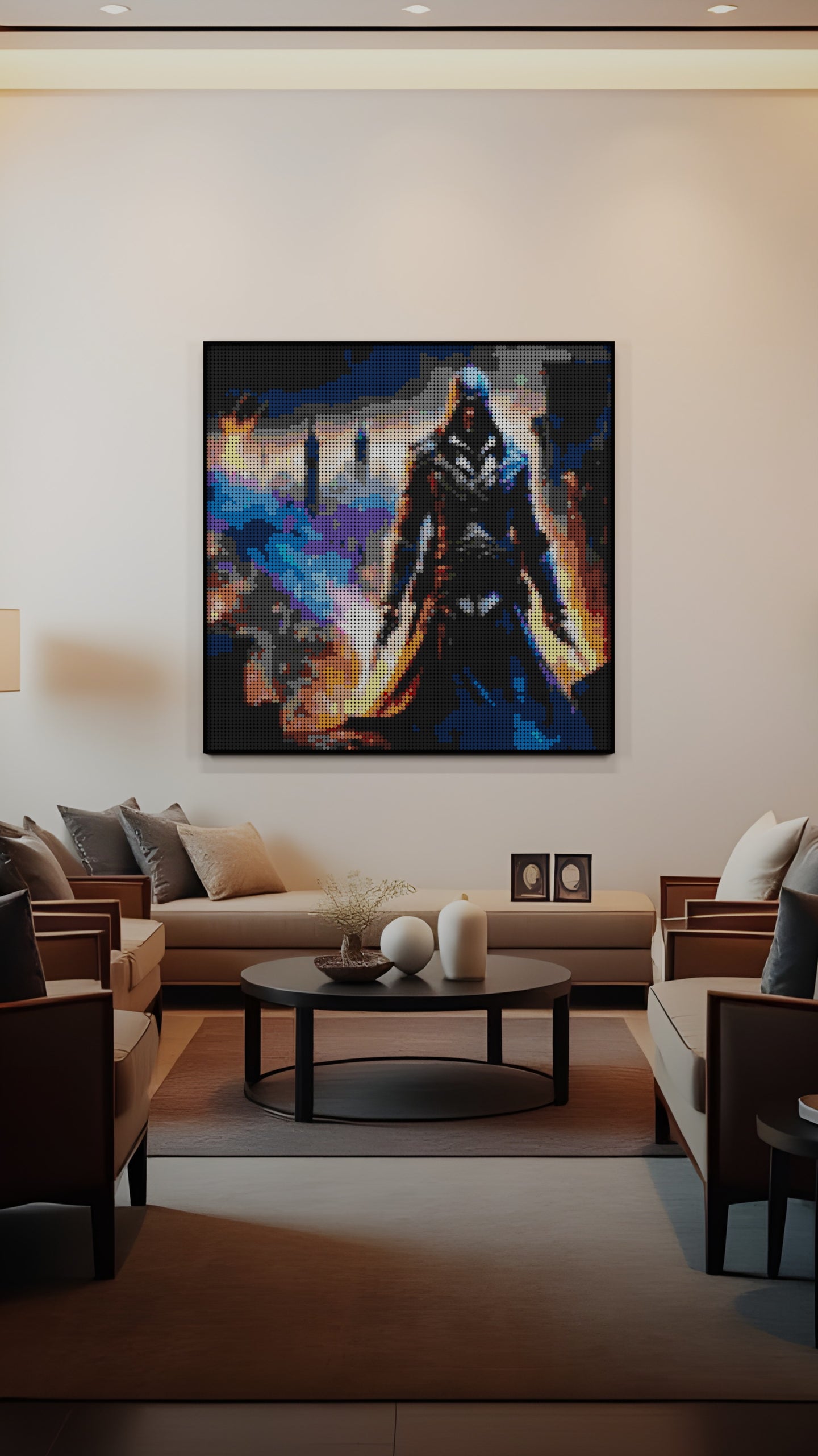 Assassins Creed LEGO® Style mosaic wall art made from colorful plastic bricks